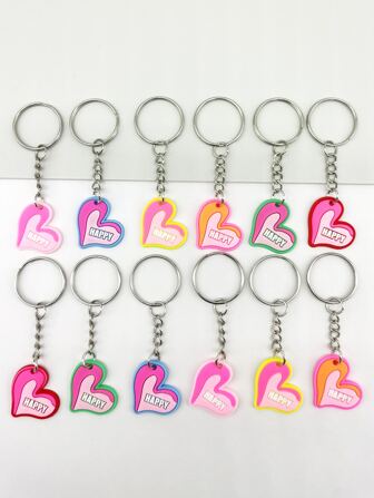 12入組愛心掛飾鑰匙圈