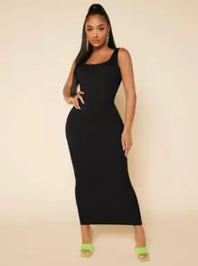 SHEIN SXY 高腰褶邊鉛筆裙 - 黑色 - 查看 5