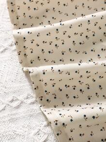 嬰兒褶邊夾克背心和碎花燈籠袖連衣裙 - 杏色 - 查看 6