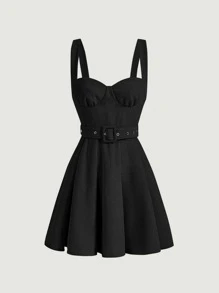 SHEIN MOD 燈芯絨腰帶吊帶洋裝不帶上衣