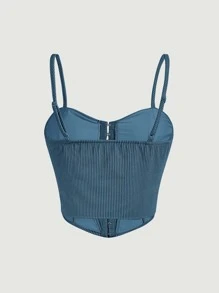 SHEIN MOD 素色燈芯絨吊帶上衣無襯衫 - 霧霾藍 - 查看 2