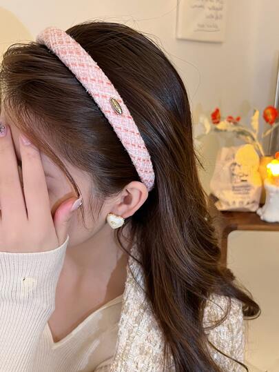 Elegant 1st Vintage Rosa Ylle Tyg Tjockt Hårband, Rosa Accessoarer, Hårband, Hårringar Pannband Huvudaccessoarer