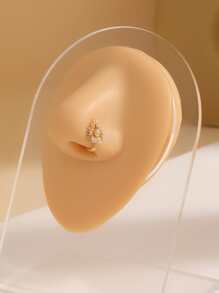 Cubic Zirconia Decor Nose Cuff - Yellow Gold - View 4