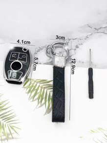 1套車鑰匙殼和鑰匙圈兼容奔馳,鑰匙表袋用鏈條或絲帶連接到馬甲懷錶套 - 彩色 - 查看 5