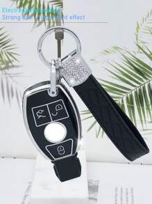 1套車鑰匙殼和鑰匙圈兼容奔馳,鑰匙表袋用鏈條或絲帶連接到馬甲懷錶套 - 彩色 - 查看 6