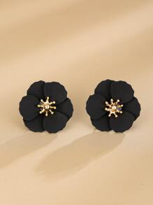 Bông tai thiết kế hoa - màu đen - Xem 1