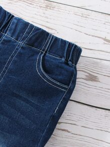 Young Girl Y2k Vintage Deep Blue Washed Bow Knot & 3d Decorated Flared Jeans With Fringe Hem