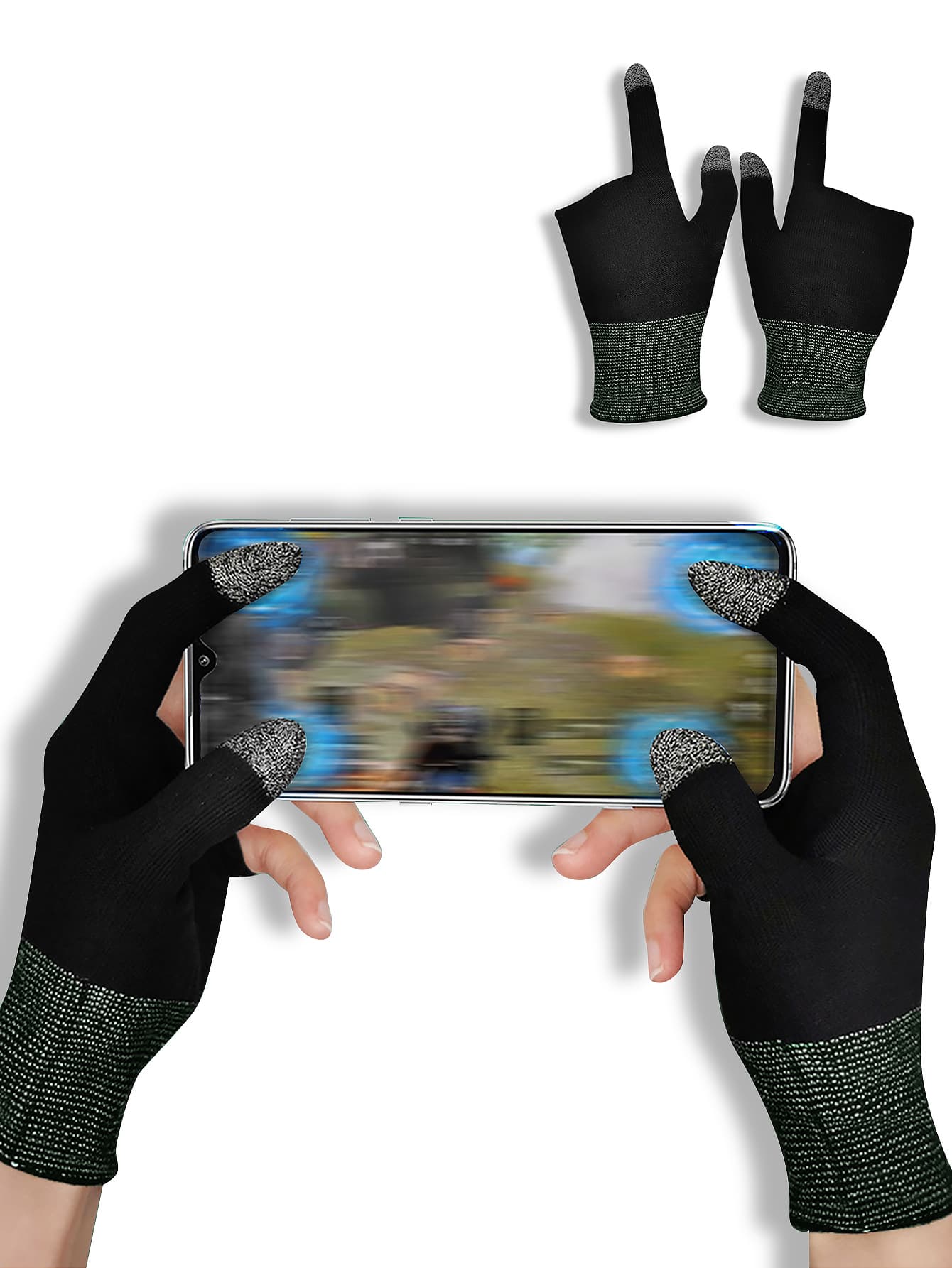 1pair Breathable Anti-slip Touch Screen Gaming Gloves - Black - View 1