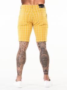 Hombres Shorts bermuda estampado de cuadros - Amarillo - Ver 2