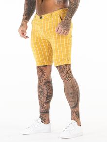 Hombres Shorts bermuda estampado de cuadros - Amarillo - Ver 3