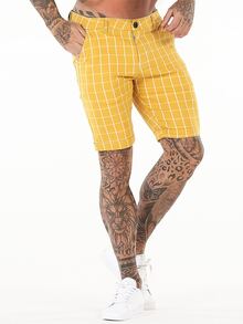 Hombres Shorts bermuda estampado de cuadros - Amarillo - Ver 4
