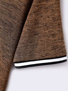 Manfinity Homme 男士條紋拼接邊T恤 - 棕色 - 查看 5