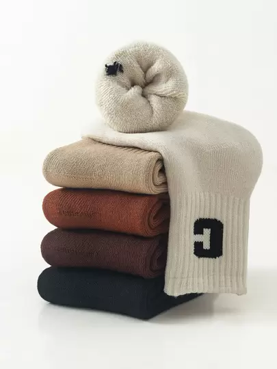 5雙幼童字母圖案中筒襪