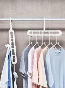 1pc Plain Plastic Multi-hole Hanger,Simple White Space Saving Rotating Magic Hanger With 9 Holes - White - View 6