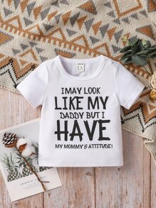 Baby Boy Letter Graphic Tee - White - View 1