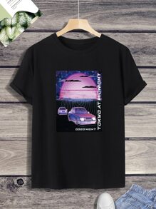 Manfinity Men Car & Letter Graphic Tee - Black - View 3