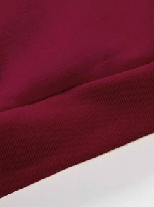 Manfinity EMRG Men Expression & Slogan Graphic Kangaroo Pocket Drawstring Thermal Hoodie - Burgundy - View 5