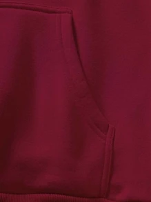 Manfinity EMRG Men Expression & Slogan Graphic Kangaroo Pocket Drawstring Thermal Hoodie - Burgundy - View 6