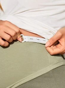 SHEIN Maternity Wide Waistband Drawstring Waist Trousers - Army Green - View 3