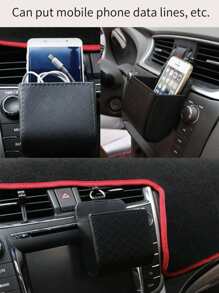 1pc Geometric Embossed Car Air Outlet Storage Box - Black - View 3