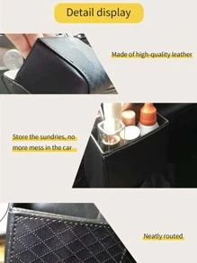 1pc Geometric Embossed Car Air Outlet Storage Box - Black - View 4