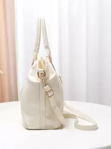 Túi Tote Đeo Vai In Nổi Vải Litchi, Quà Tặng Ngày Của Mẹ Cho Mẹ Dành Cho Phụ Nữ, Tân Binh & Nhân Viên Văn Phòng, Túi Xách Công Sở Bắt Mắt Cho Phụ Nữ, Quà Tặng Ngày Của Mẹ Tuyệt Vời Nhất Từ Trước Đến Nay - trắng - Xem 4
