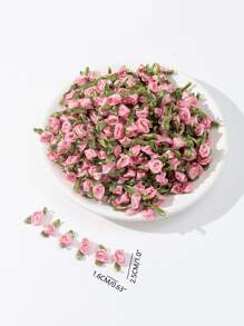50 piezas de cabezas de flores artificiales, flores pequeñas de poliéster, cabezas de flores falsas para decoración de regalos de fiesta, accesorios de ropa, Día de San Valentín, regalo - Multicolor - Ver 2