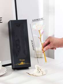 Gold Foil Rose, Teacher's Day Gift Box, Valentine's Day, Wedding Anniversary Gift, Birthday Present, Gold Foil Rose Decor, Home Decoration, Jewelry Promotional Gift, Everlasting Rose, Artificial Crystal Rose - Clear - View 3