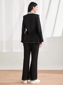 Mulvari Contrast Side Seam Tee & Flare Leg Pants - Multicolor - View 2