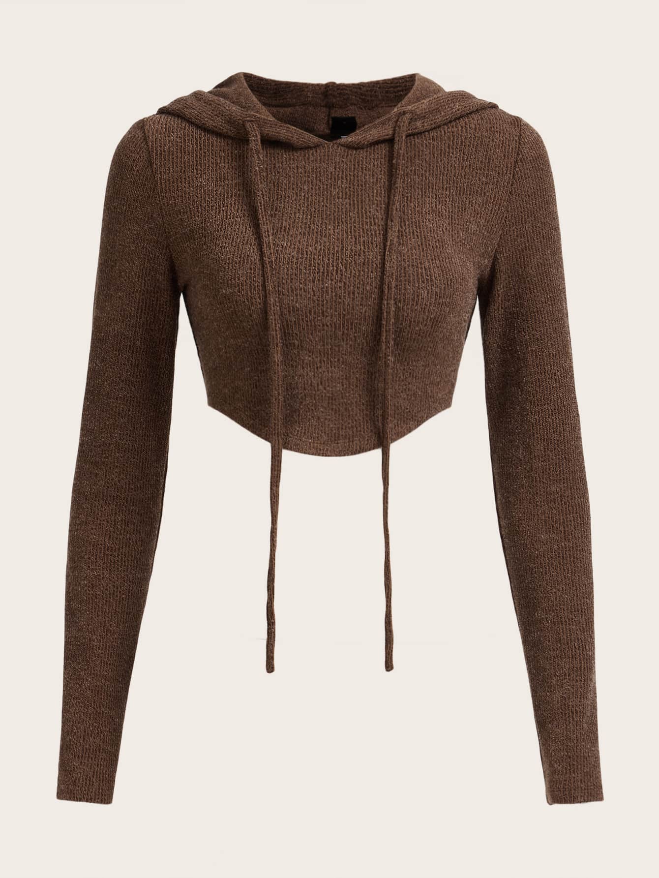 SHEIN EZwear Quần áo thể thao nữ Bất đối xứng Dây kéo màu trơn Giải trí - Cà phê nâu - Xem 1