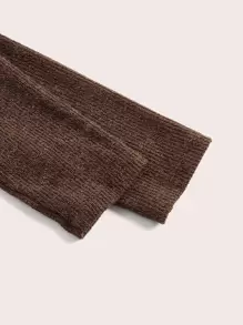 SHEIN EZwear Quần áo thể thao nữ Bất đối xứng Dây kéo màu trơn Giải trí - Cà phê nâu - Xem 4