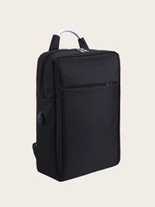 Zipper Laptop Backpack - Black - View 2