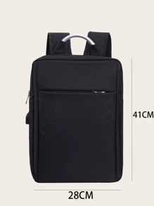 Zipper Laptop Backpack - Black - View 3