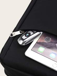 Zipper Laptop Backpack - Black - View 4