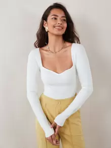 RueChic 秋冬开衩下摆罗纹针织毛衣工装