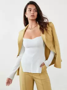 RueChic 秋冬开衩下摆罗纹针织毛衣工装