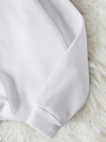 SHEIN EZwear Letter Graphic Thermal Lined Sweatshirt - White - View 4