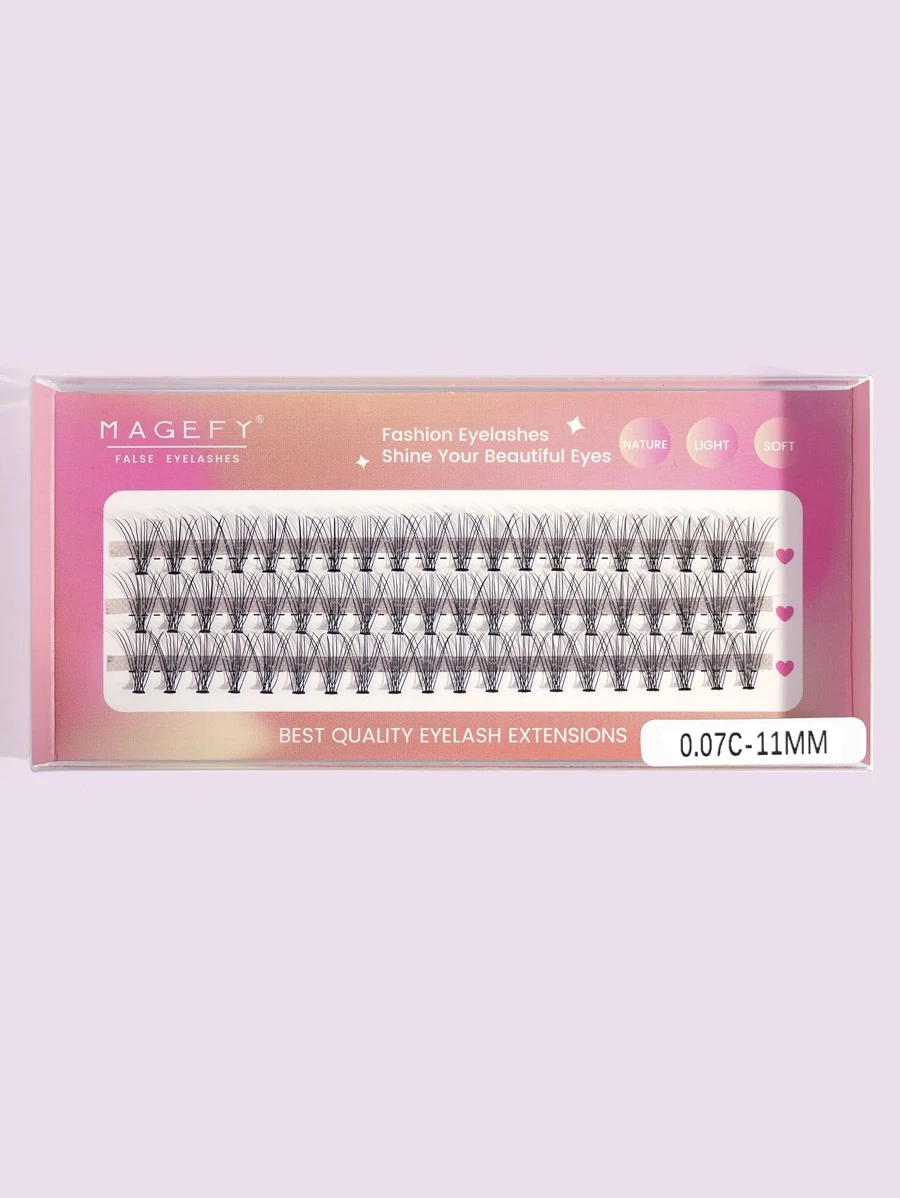 MAGEFY 1box Beautiful Individual Cluster Eyelashes 3D Volume Grafting Fake False Eyelashes Eyelash Extension Individual Bunche - Black - View 1