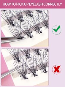 MAGEFY 1box Beautiful Individual Cluster Eyelashes 3D Volume Grafting Fake False Eyelashes Eyelash Extension Individual Bunche - Black - View 4