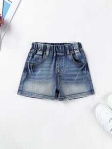 小男童破洞貓須牛仔短褲