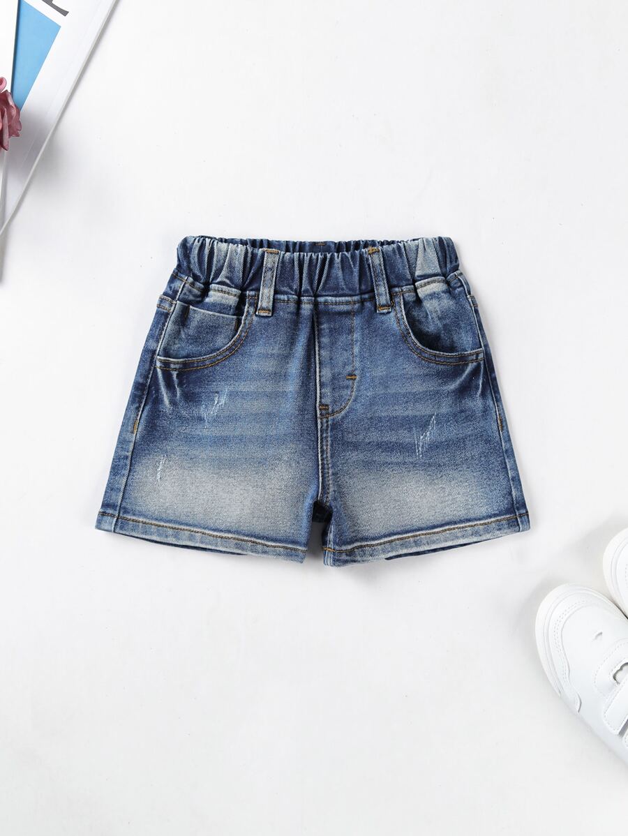 小男童破洞貓須牛仔短褲