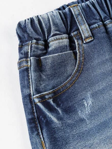 小男童破洞貓須牛仔短褲