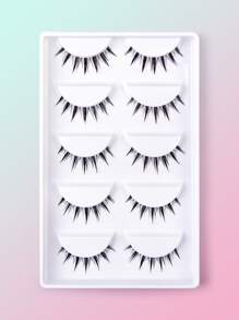 5pairs Full false lashes Volumized Eyelashes 15mm False Eyelashes - Black - View 1