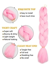 件裝大號編織頭髮 24 英寸適合婦女和兒童日常假期和角色扮演編織服裝粉色紫色藍色多色時尚合成頭髮鉤針接髮有用而靈活的高溫頭髮 - 彩色 - 查看 4