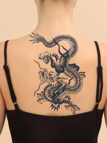 Tattoo Sticker,1 Sheet Chinese Dragon Print Temporary Tattoos For Women,Tattoo Stickers Adults,Realistic Tattoo Dragon,For Women and Girls - Blue - View 2
