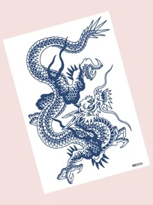 Tattoo Sticker,1 Sheet Chinese Dragon Print Temporary Tattoos For Women,Tattoo Stickers Adults,Realistic Tattoo Dragon,For Women and Girls - Blue - View 4