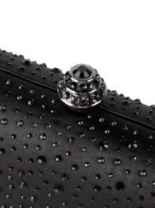 迷你水鑽裝飾盒型包 - 黑色 - 查看 7