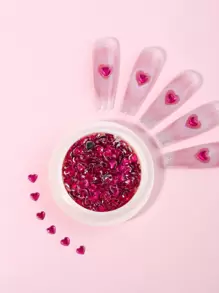 Thể hiện tình yêu của bạn với nghệ thuật trang trí móng tay 3D 1 hộp trang trí móng tay hình trái tim cho phụ nữ và trẻ em gái DIY Nail Charms Nail Gems Nail Supplies Nails - Màu Hồng Tươi - Xem 1