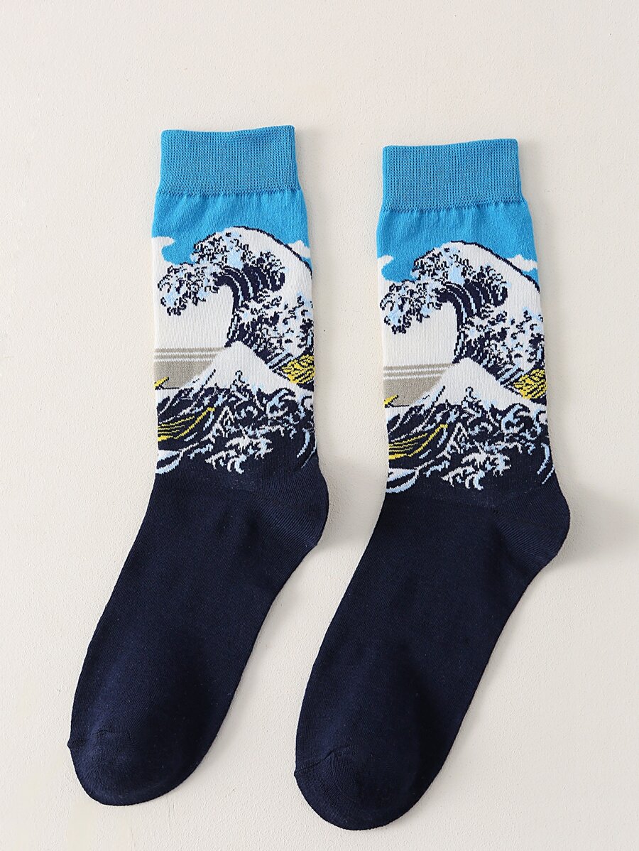 Wave Pattern Crew Socks | SHEIN USA