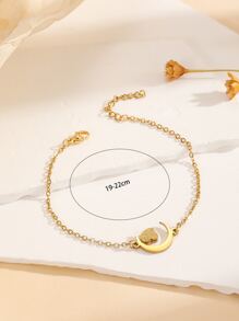 Heart & Moon Decor Bracelet - Yellow Gold - View 3